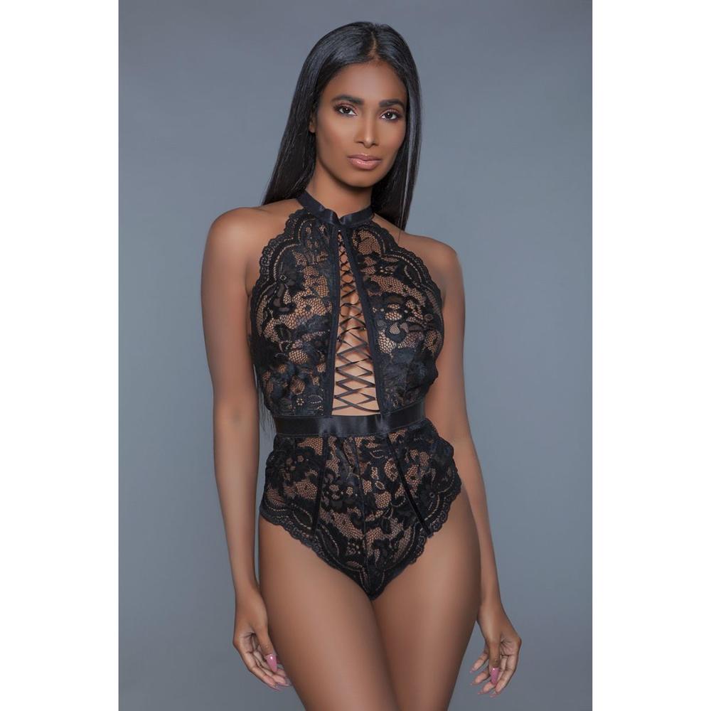 1 Pc Clasp Fastening Halter Neck With Embellished Satin Lace Up Details - Picture 1 of 6